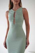 Hallie Mesh Bodycon Maxi Dress | Sage | Oh Hello Clothing | XS (6)
