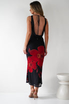 Meadow Mesh Maxi Dress | Black/Red | Oh Hello Clothing | XS (6)