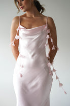 Daisy Cowl Neckline Satin Maxi Dress | Light Pink - Oh Hello Clothing