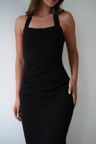 Damaris Textured Midi Dress | Black | Oh Hello Clothing | XS (6)