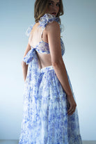 Lauren Floral Tulle Maxi Dress | Blue/White - Oh Hello Clothing