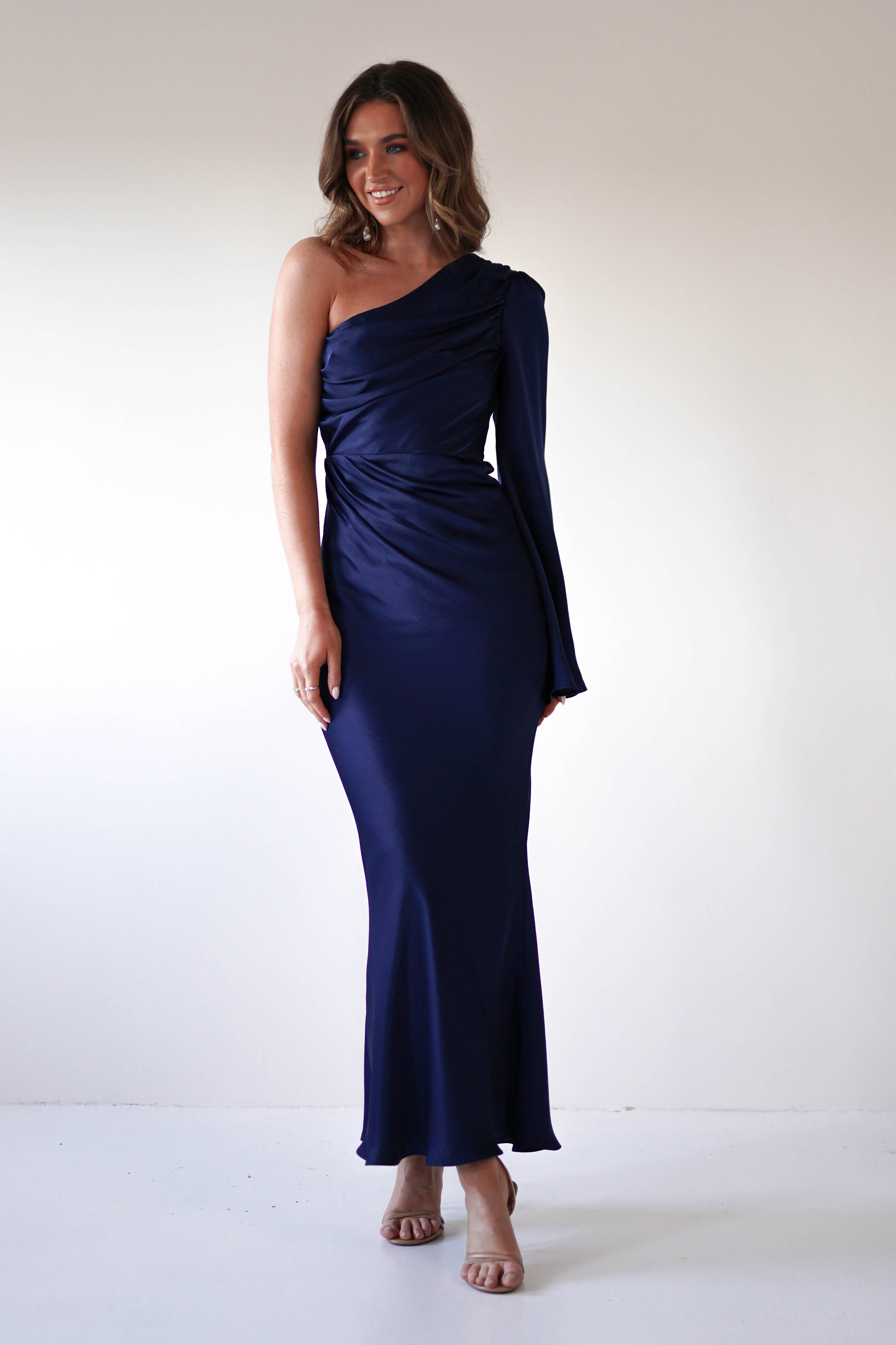 Sylvana Silky Maxi Dress | Navy - Oh Hello Clothing