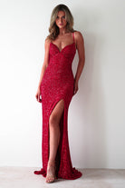 Clarisse Bodycon Sequin Gown | Red - Oh Hello Clothing