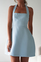 Spencer Halterneck Tweed Mini Dress | Blue | Oh Hello Clothing | XS (6)