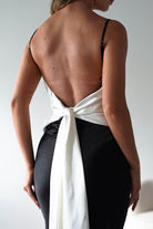 Hermie Silky Satin Maxi Dress | Black/White | Oh Hello Clothing | XS (6)