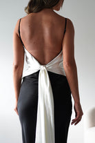 Hermie Silky Satin Maxi Dress | Black/White | Oh Hello Clothing | XS (6)