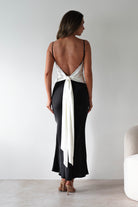 Hermie Silky Satin Maxi Dress | Black/White | Oh Hello Clothing | XS (6)