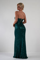 Mabel Strapless Sequin Gown | Emerald Green - Oh Hello Clothing