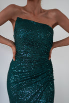 Mabel Strapless Sequin Gown | Emerald Green - Oh Hello Clothing