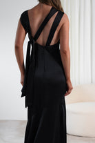 Avelina Soft Satin Maxi Dress | Black | Oh Hello Clothing | S (8)