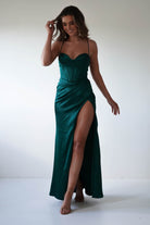 Julianne Corset Satin Gown | Emerald Green | Oh Hello Clothing | XS (6)