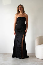 Alyce Soft Satin Strapless Gown | Black | Oh Hello Clothing | XS (6)