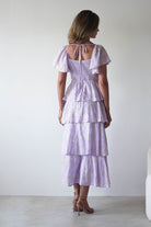 Mirielle Gold Detail Ruffle Maxi Dress | Lilac | Oh Hello Clothing | XS (6)