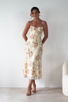 Annabelle Floral Print Midaxi Dress | Yellow | Oh Hello Clothing | XS (6)