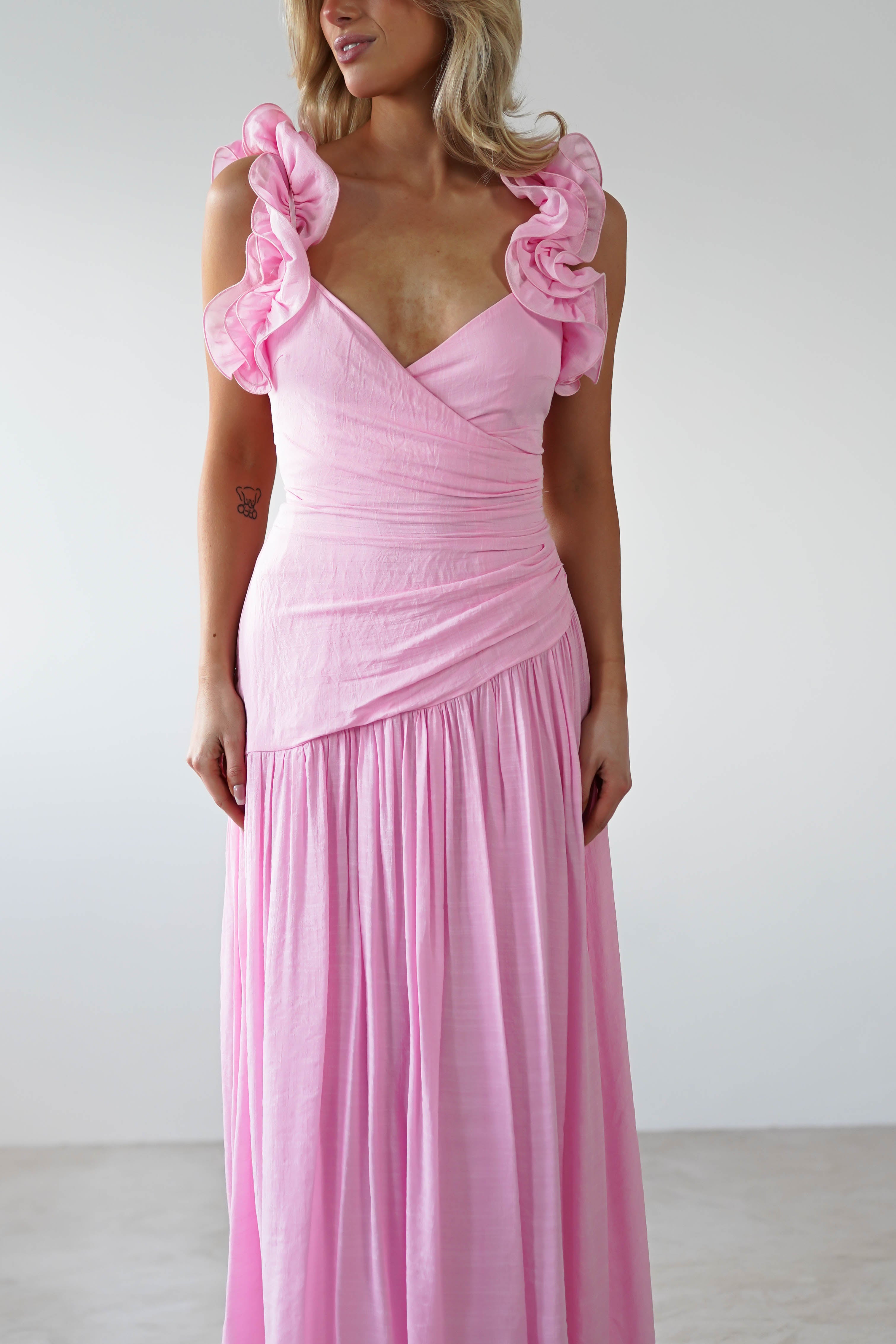 Lara Ruffle Detail Midaxi | Pink | Oh Hello Clothing | XS (6)