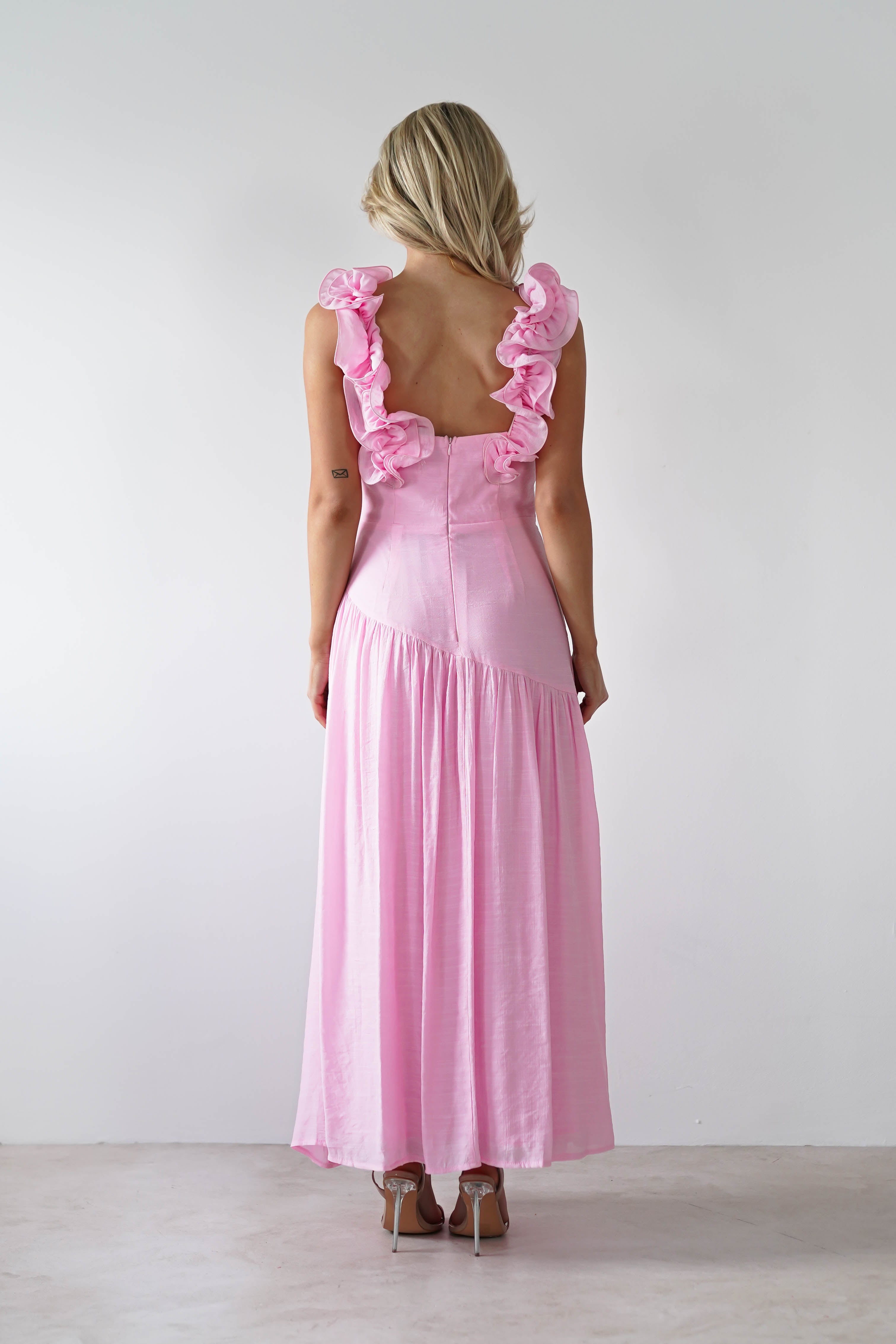 Lara Ruffle Detail Midaxi | Pink | Oh Hello Clothing | XS (6)