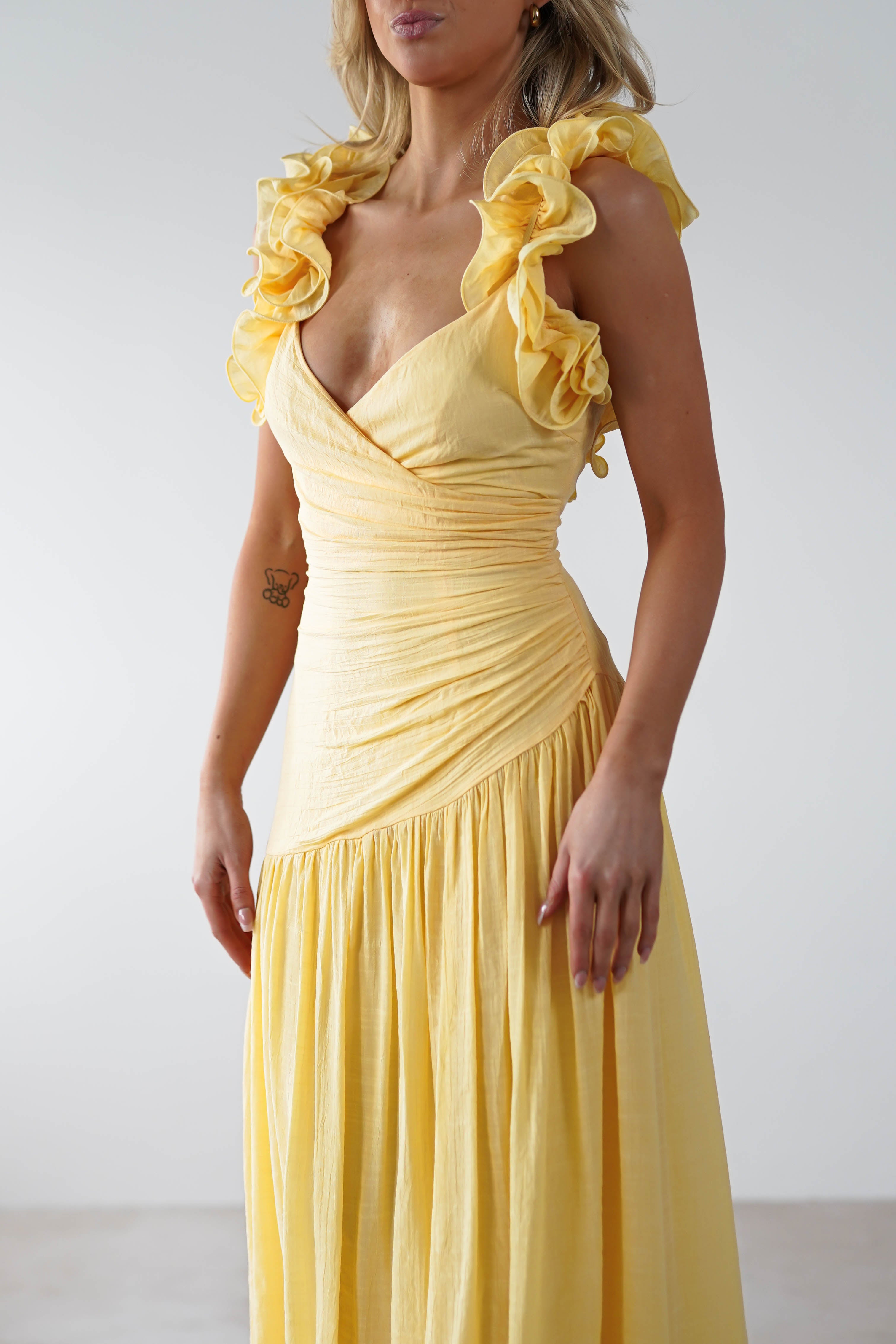 Lara Ruffle Detail Midaxi | Yellow | Oh Hello Clothing | XS (6)