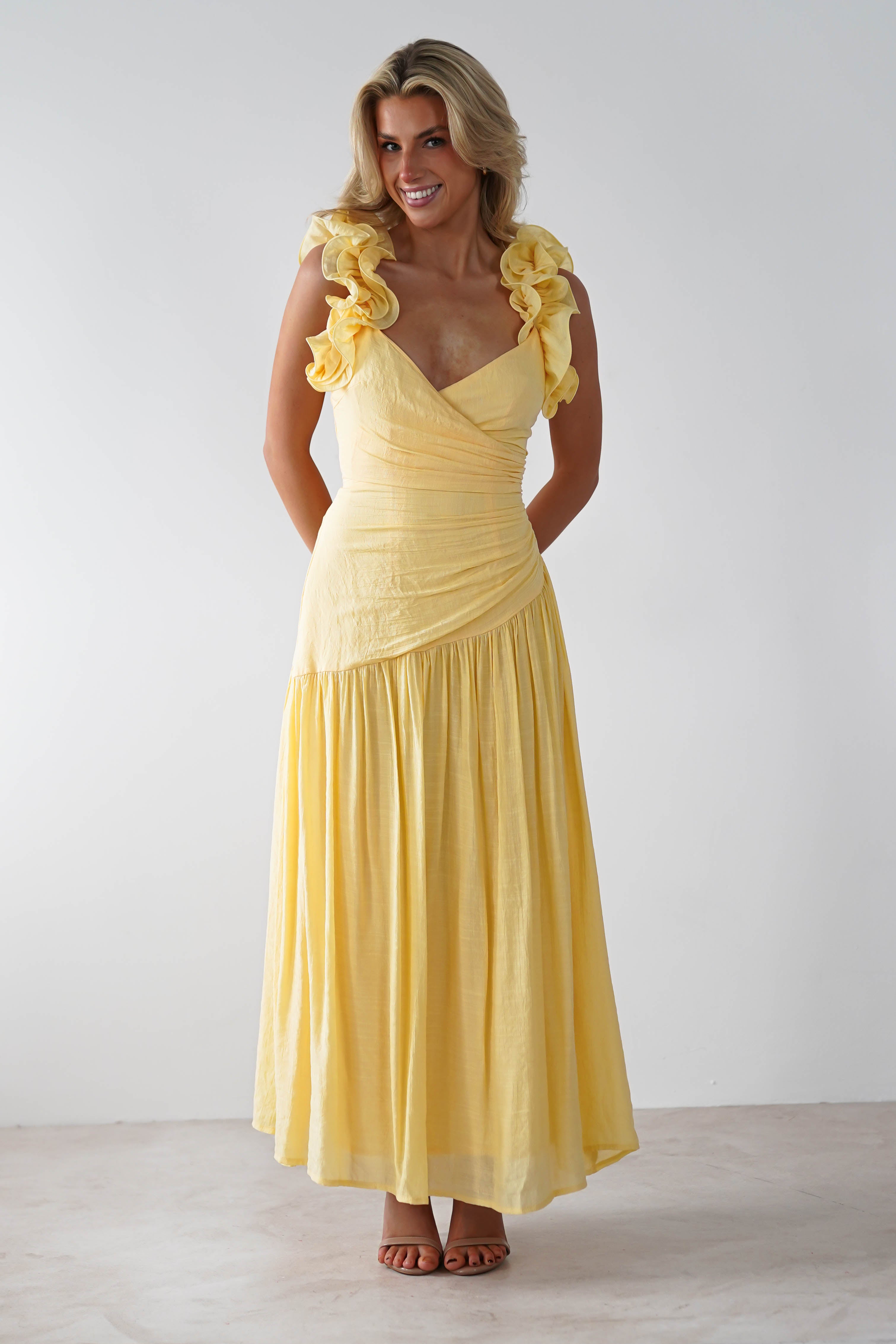 Lara Ruffle Detail Midaxi | Yellow | Oh Hello Clothing | XS (6)