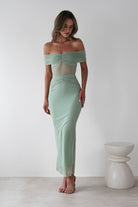 Shari Off The Shoulder Mesh Maxi | Sage | Oh Hello Clothing | XS (6)