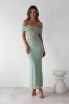 Shari Off The Shoulder Mesh Maxi | Sage | Oh Hello Clothing | XS (6)