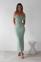 Shari Off The Shoulder Mesh Maxi | Sage | Oh Hello Clothing | XS (6)