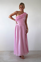 Jamie Ruffle One Shoulder Midaxi | Pink - Oh Hello Clothing