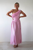 Jamie Ruffle One Shoulder Midaxi | Pink - Oh Hello Clothing