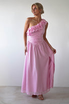 Jamie Ruffle One Shoulder Midaxi | Pink - Oh Hello Clothing