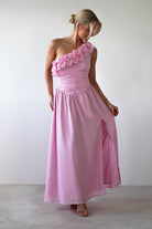 Jamie Ruffle One Shoulder Midaxi | Pink - Oh Hello Clothing