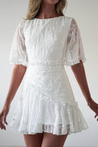 Amélie Boho Lace Detail Mini Dress | White | Oh Hello Clothing | XS (6)