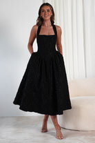 Margot Textured Midaxi Dress | Black | Oh Hello Clothing | S (8)