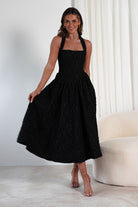 Margot Textured Midaxi Dress | Black | Oh Hello Clothing | S (8)