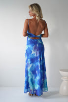 Ariel Chiffon Printed Maxi Dress | Blue | Oh Hello Clothing | XS (6)
