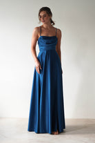 Shantal Satin Gown | Ocean Teal Blue | Oh Hello Clothing | XS (6)