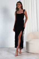 Mhissa Ruffle Maxi Dress | Black | Oh Hello Clothing | XS (6)