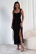 Mhissa Ruffle Maxi Dress | Black | Oh Hello Clothing | XS (6)