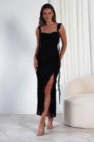 Mhissa Ruffle Maxi Dress | Black | Oh Hello Clothing | XS (6)
