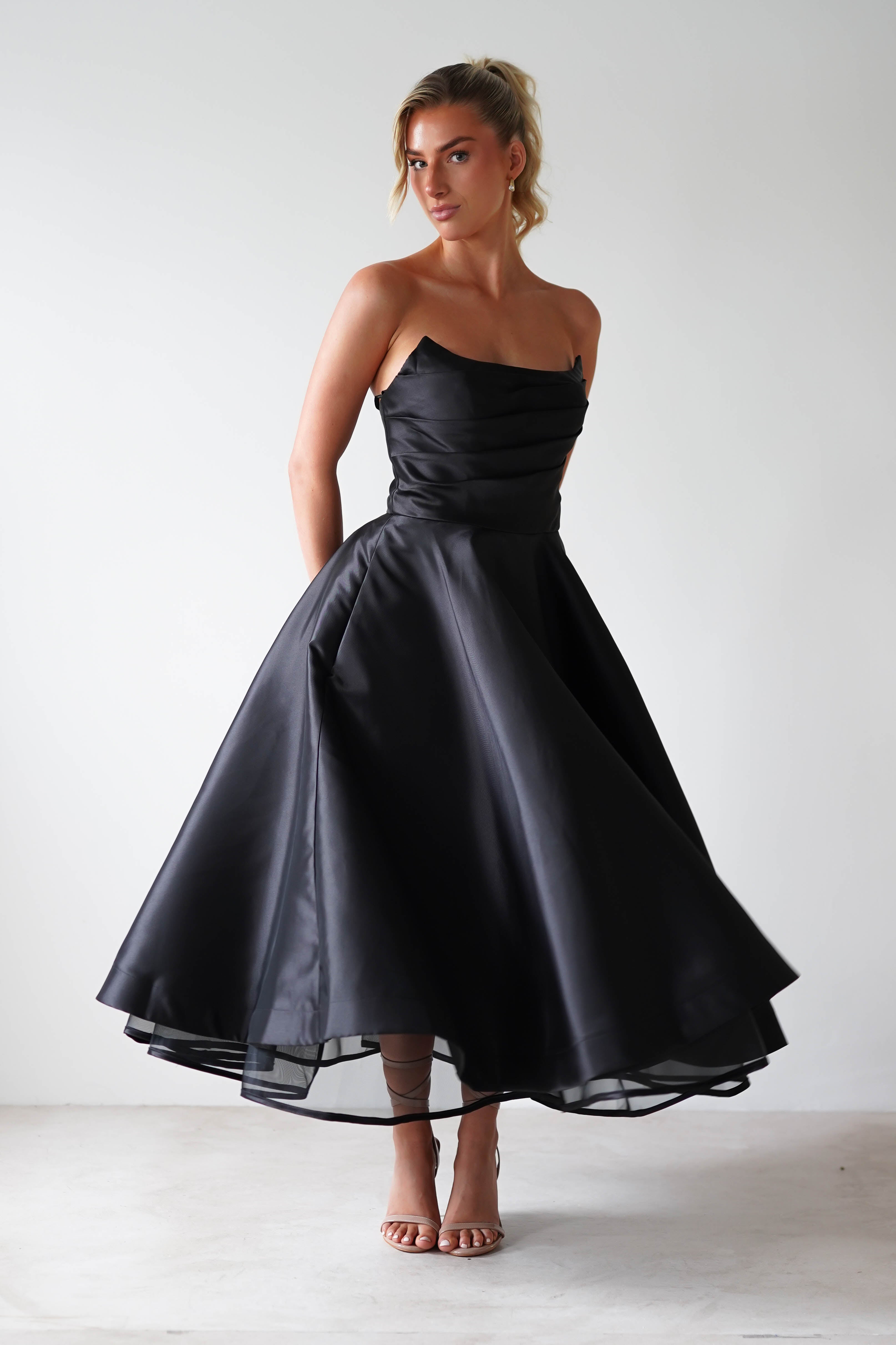 Madison A - Line Midi Dress | Black | Oh Hello Clothing | XS (6)