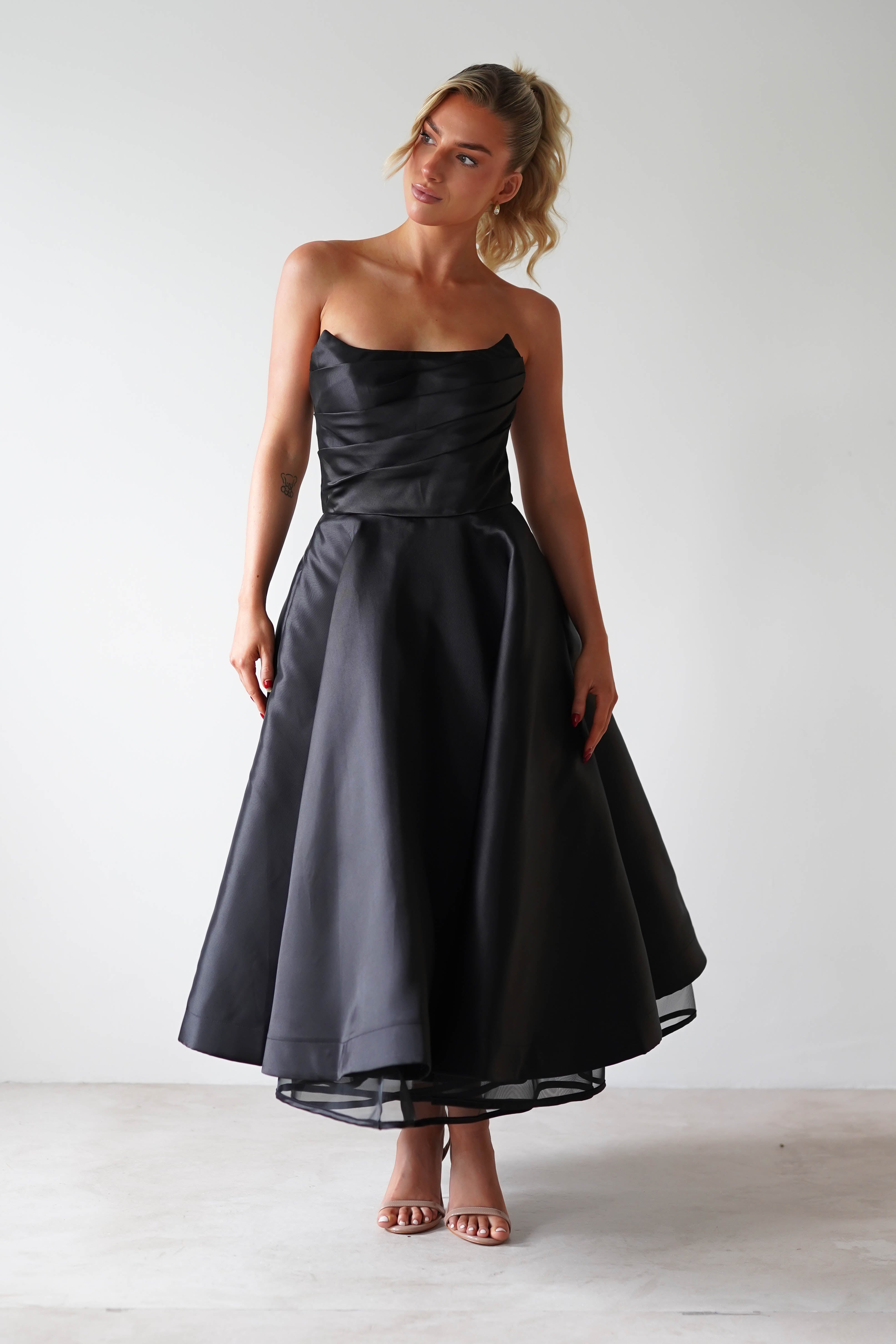 Madison A - Line Midi Dress | Black | Oh Hello Clothing | XS (6)