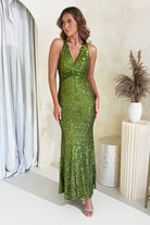 Arizona Bodycon Sequin Maxi Gown | Olive | Oh Hello Clothing | S (8)