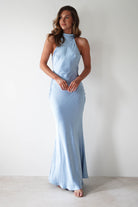 Natalia Soft Satin Maxi Dress | Blue - Oh Hello Clothing