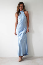 Natalia Soft Satin Maxi Dress | Blue - Oh Hello Clothing