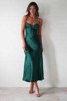 SASHA On Sale Ricci Soft Satin Maxi Dress | Forest Green