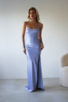 Elsa Matte Satin Maxi Gown | Periwinkle Blue | Oh Hello Clothing | XS (6)