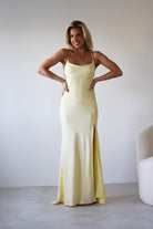 Elsa Matte Satin Maxi Gown | Yellow | Oh Hello Clothing | XS (6)