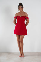 Petra Off the Shoulder Mini Dress | Red | Oh Hello Clothing | S (8)