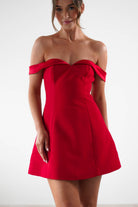 Petra Off the Shoulder Mini Dress | Red | Oh Hello Clothing | S (8)