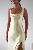 Riviera Soft Satin Maxi Gown | Yellow | Oh Hello Clothing | XS (6)