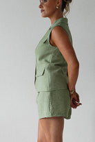 Polly Waistcoat and Shorts Set | Green | Oh Hello Clothing | S (8)