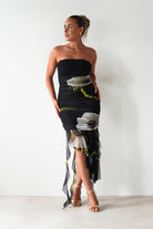 Kristie Strapless Mesh Midi Dress | Black | Oh Hello Clothing | S (8)